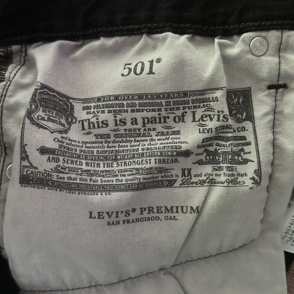 Levi’s 501 button fly black jean shorts - Picture 7 of 11